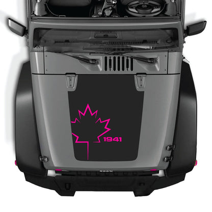 CarCode hood decal for Jeep Wrangler JK/JKU 2007-2018, Style #10, black and white graphic design on vehicle hood