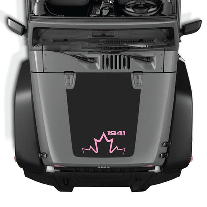 CarCode hood decal for Jeep Wrangler JK/JKU 2007-2018, style #12, featuring bold black graphic design on vehicle hood.