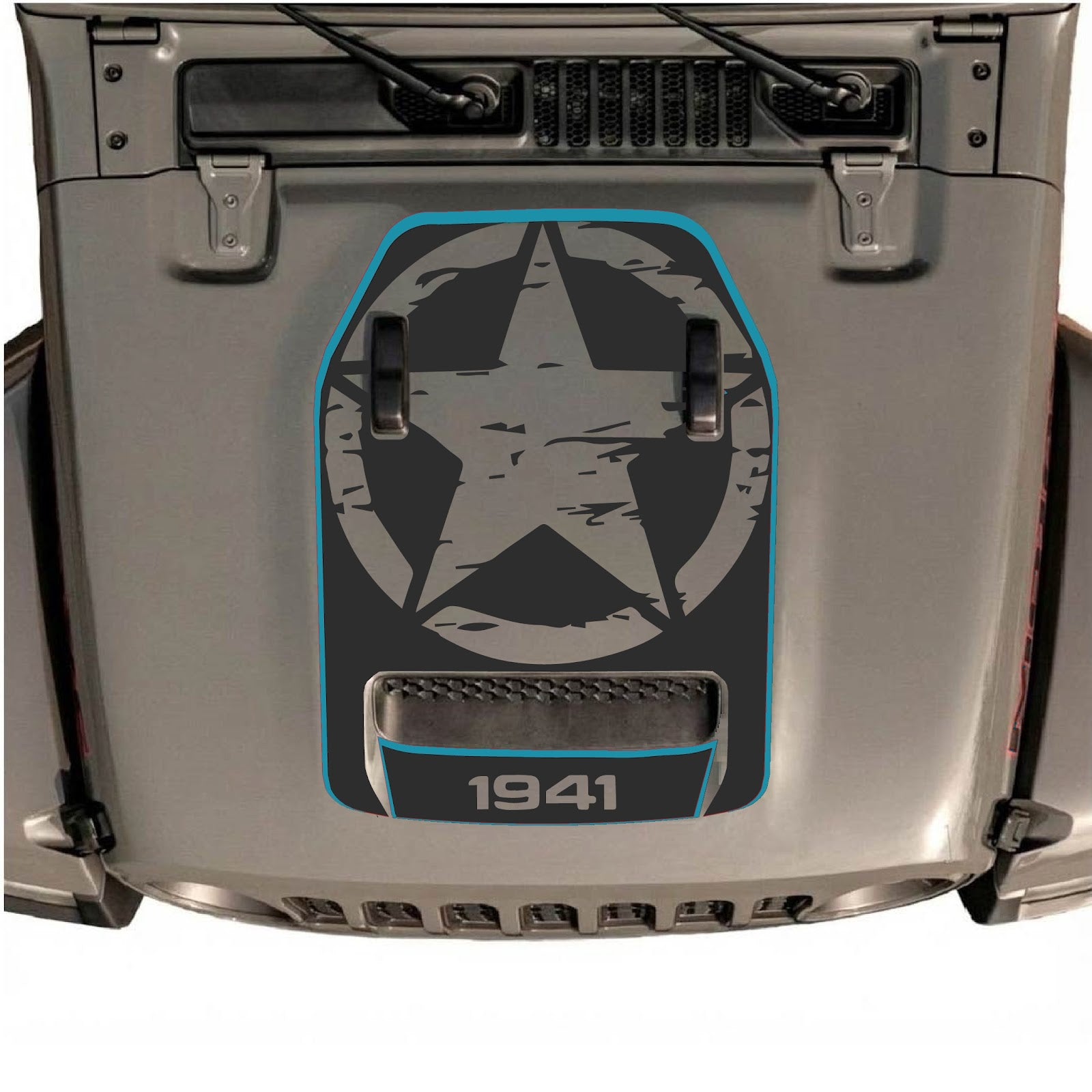 CarCode hood decal for Jeep Wrangler JL/JLU Rubicon 392 and JT Gladiator Mojave 2020-2026, style #85, shown on vehicle hood.