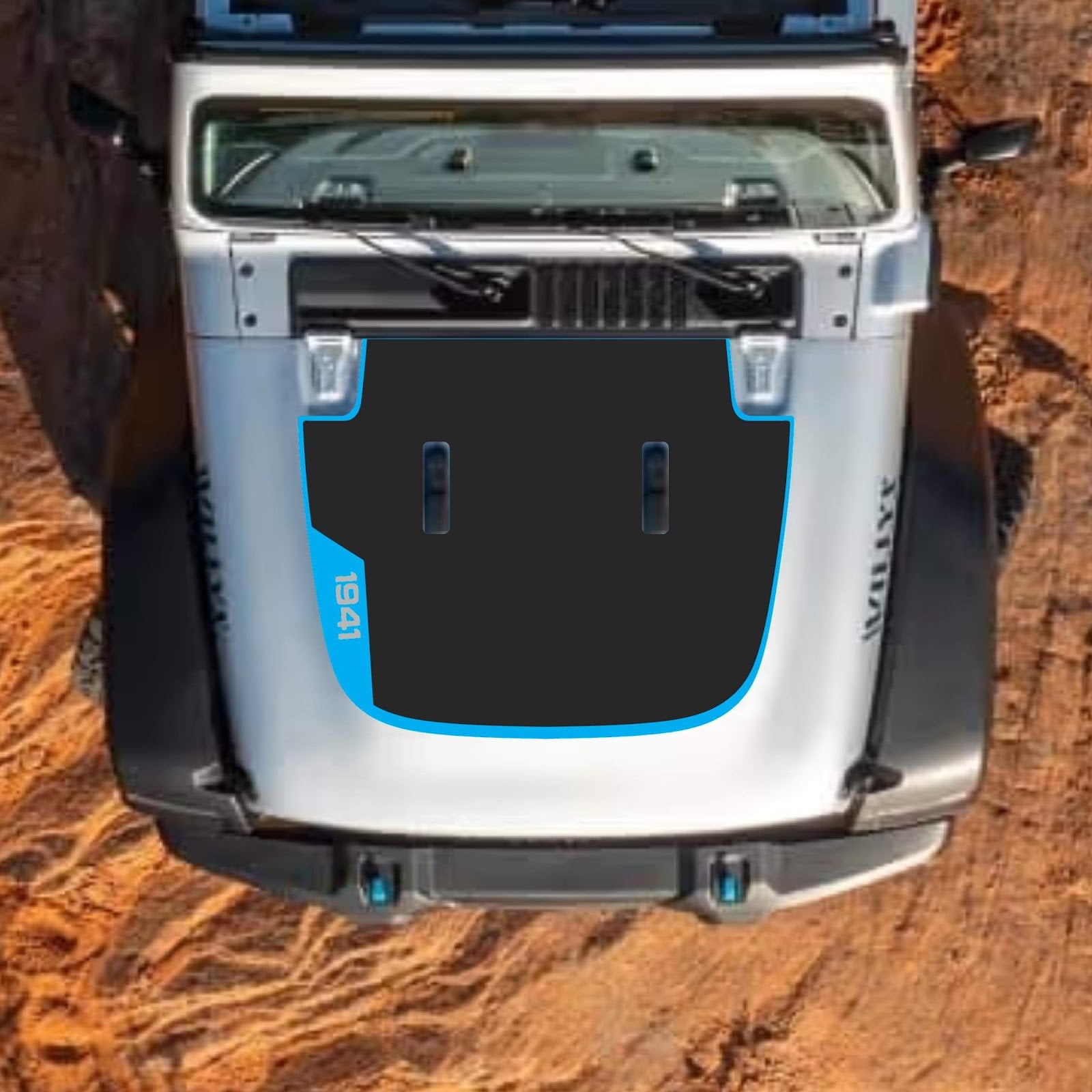 CarCode hood decal for Jeep Wrangler JL and Gladiator JT, stylish design for 2018+ Jeep models, adds a custom look to the hood.