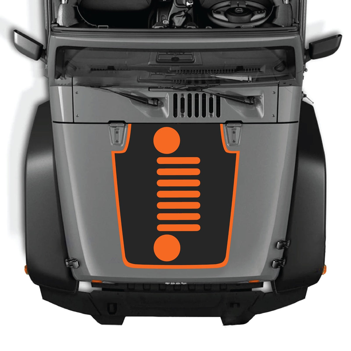 CarCode hood decal for Jeep Wrangler JK/JKU 2007-2018, style #50, featuring bold graphic design on the vehicle's hood.