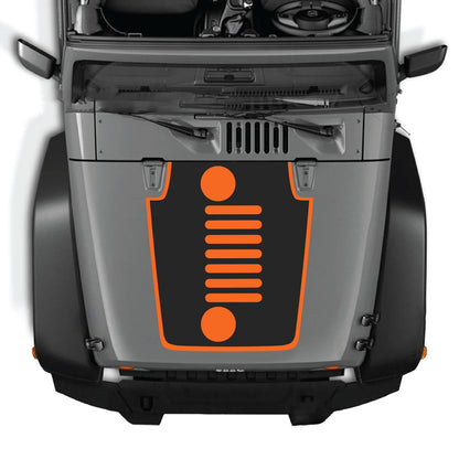 CarCode hood decal for Jeep Wrangler JK/JKU 2007-2018, style #50, featuring bold graphic design on the vehicle's hood.