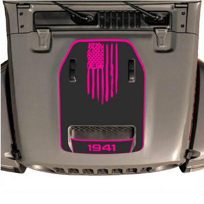 CarCode Jeep Wrangler JL/JLU Rubicon 392 and JT Gladiator Mojave hood decal in style #29, featuring bold graphic design on the hood.