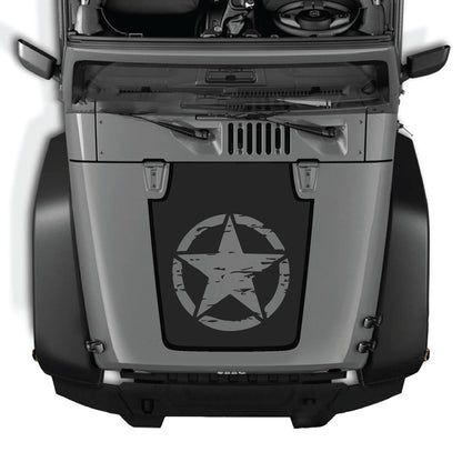 CarCode Jeep Wrangler JK/JKU hood decal, style #78, black graphic design on the vehicle's hood for a custom look.