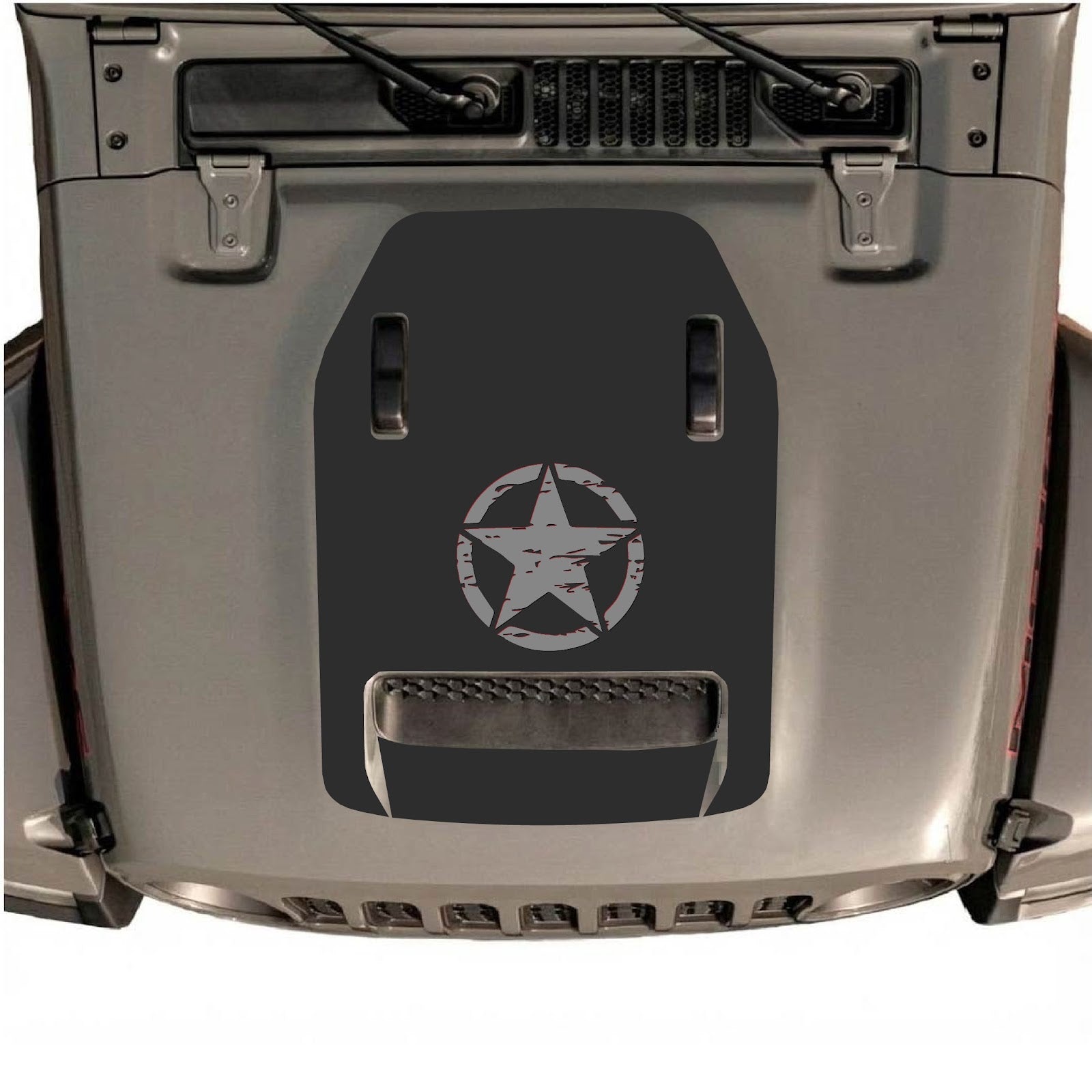 CarCode hood decal for Jeep Wrangler JL/JLU Rubicon 392 and JT Gladiator Mojave 2020-2026, style #46, shown on vehicle hood.