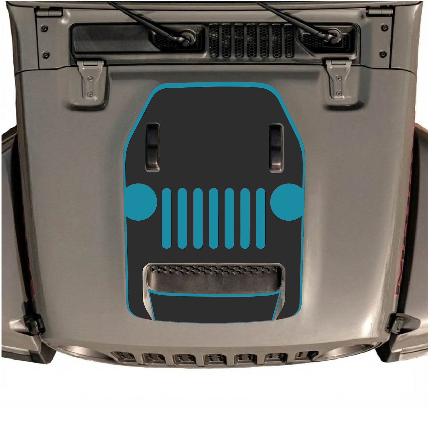 CarCode hood decal for Jeep Wrangler JL/JLU Rubicon 392 and JT Gladiator Mojave 2020-2026, style #03, featuring bold graphic design.