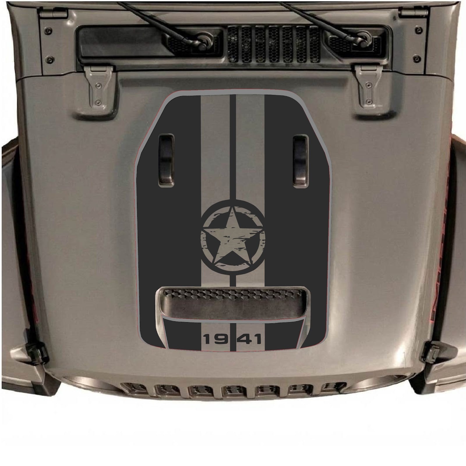 CarCode hood decal for Jeep Wrangler JL/JLU Rubicon 392 and JT Gladiator Mojave 2020-2026, stylish automotive graphics.