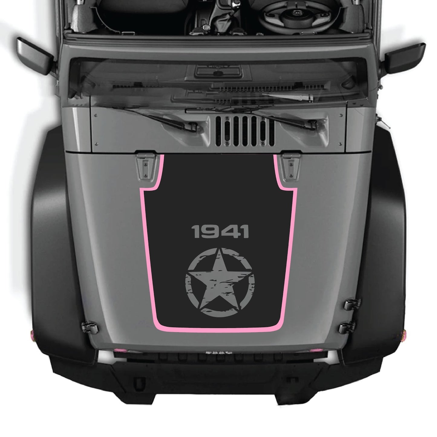 CarCode hood decal for Jeep Wrangler JK/JKU 2007-2018, style #76, featuring bold graphic design on the vehicle's hood.