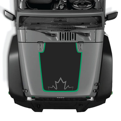 CarCode Jeep Wrangler JK/JKU 2007-2018 hood decal with Style #73 design visible on the vehicle's hood.