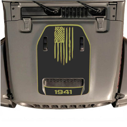 CarCode hood decal for Jeep Wrangler JL/JLU Rubicon 392 and JT Gladiator Mojave, style #29, featuring bold graphic design on vehicle hood.