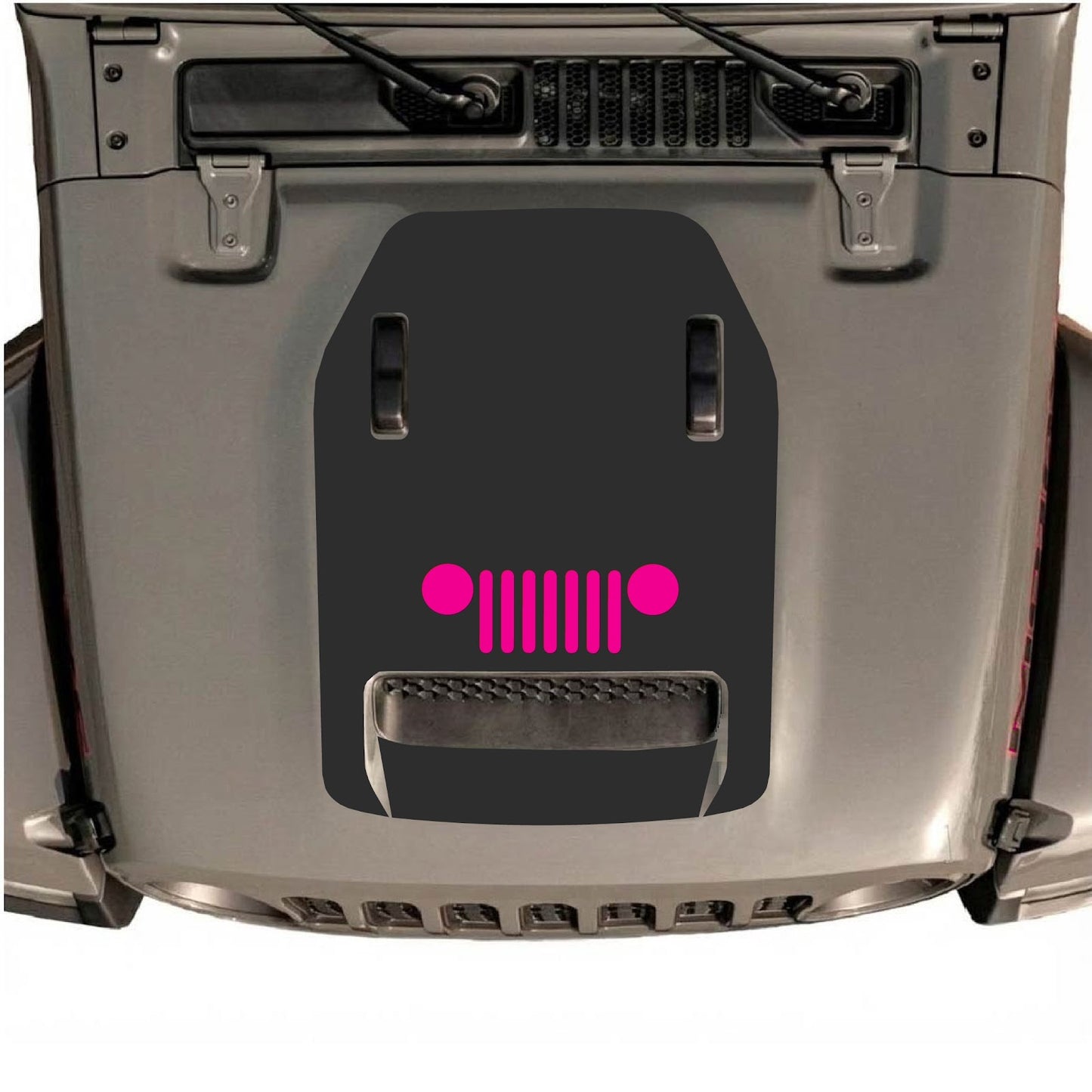 CarCode hood decal for Jeep Wrangler JL/JLU Rubicon 392 and JT Gladiator Mojave, style #50, shown on vehicle hood in black.