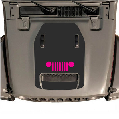 CarCode hood decal for Jeep Wrangler JL/JLU Rubicon 392 and JT Gladiator Mojave, style #50, shown on vehicle hood in black.