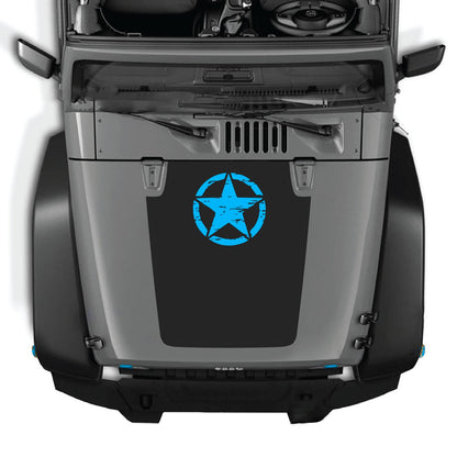 CarCode hood decal for Jeep Wrangler JK/JKU 2007-2018, Style #45, shown on the vehicle's hood with a sleek design.