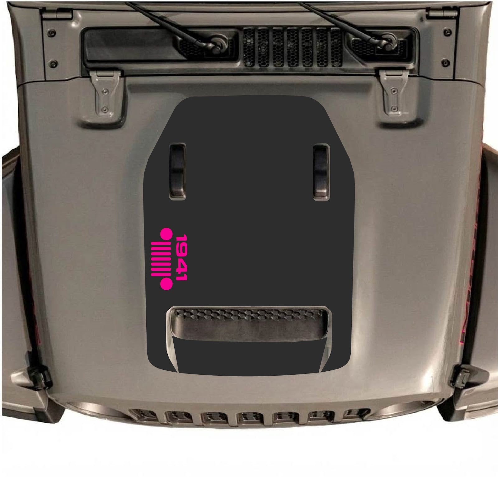 CarCode hood decal for Jeep Wrangler JL/JLU Rubicon 392 and Gladiator Mojave 2020-2026, style #52, shown on vehicle hood.