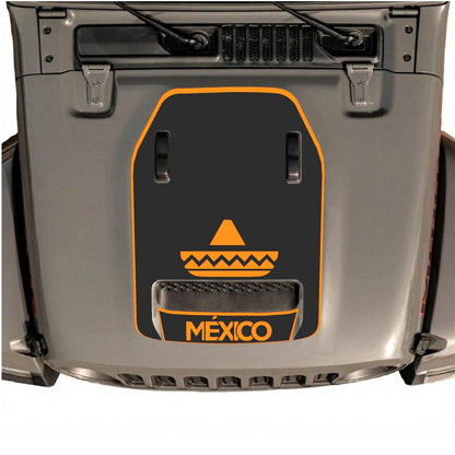 CarCode Jeep Wrangler JL/JLU Rubicon 392 hood decal, style #15, for Gladiator Mojave 2020-2026, black and gray design on hood