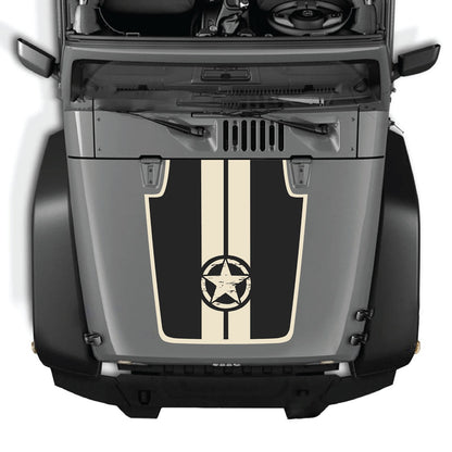 CarCode Jeep Wrangler JK/JKU hood decal style #42, black graphic sticker for 2007-2018 Jeep Wrangler exterior customization.
