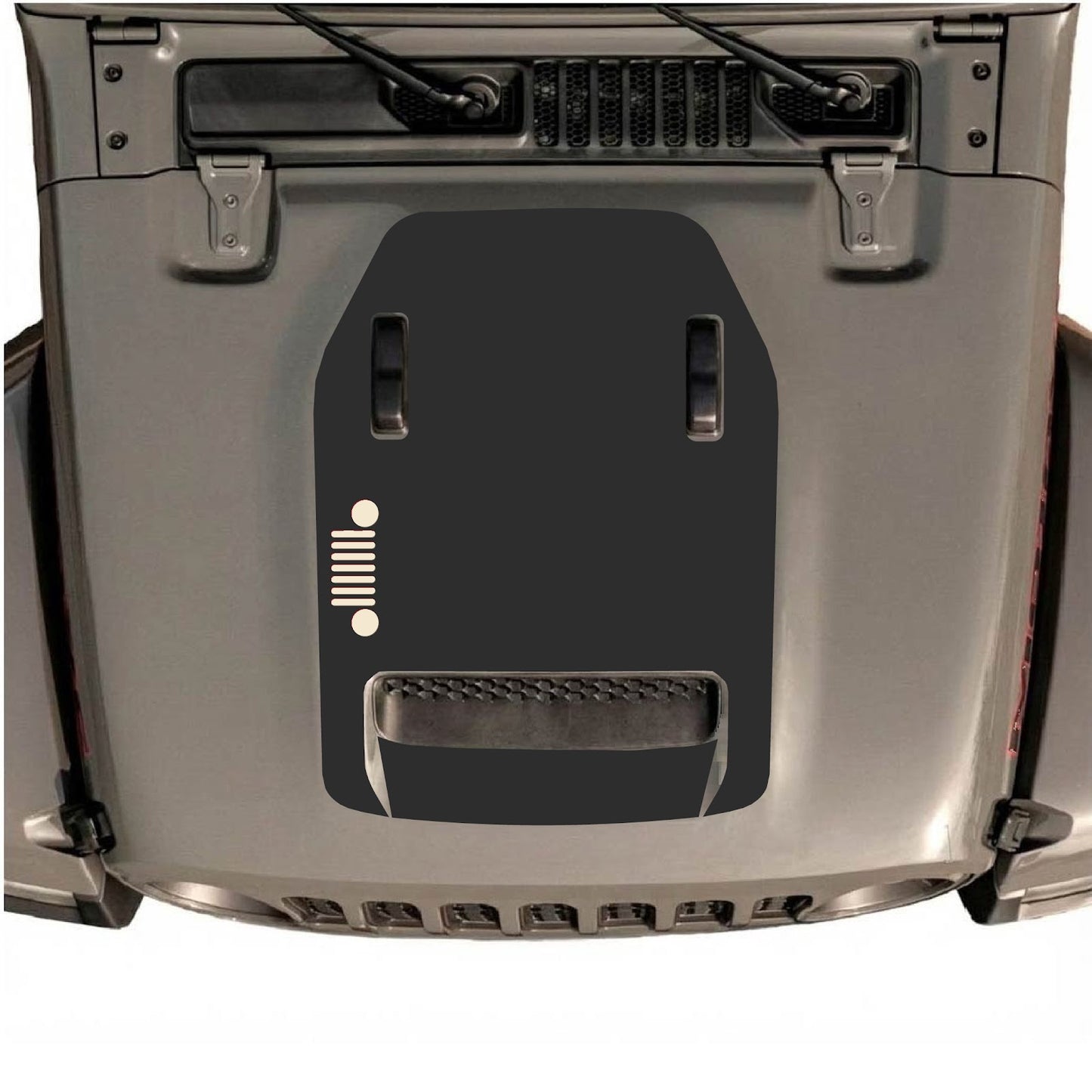 CarCode hood decal for Jeep Wrangler JL/JLU Rubicon 392 and JT Gladiator Mojave 2020-2026, style #54, shown on vehicle hood.