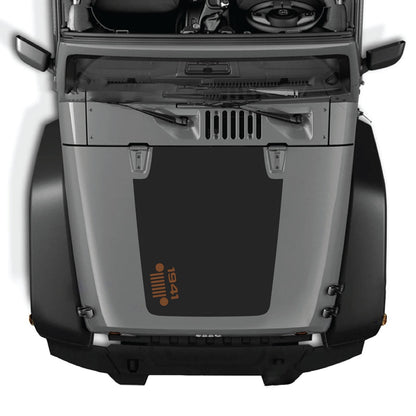 Jeep Wrangler JK/JKU hood decal by CarCode, style #57, black graphic design on vehicle hood for a custom look.