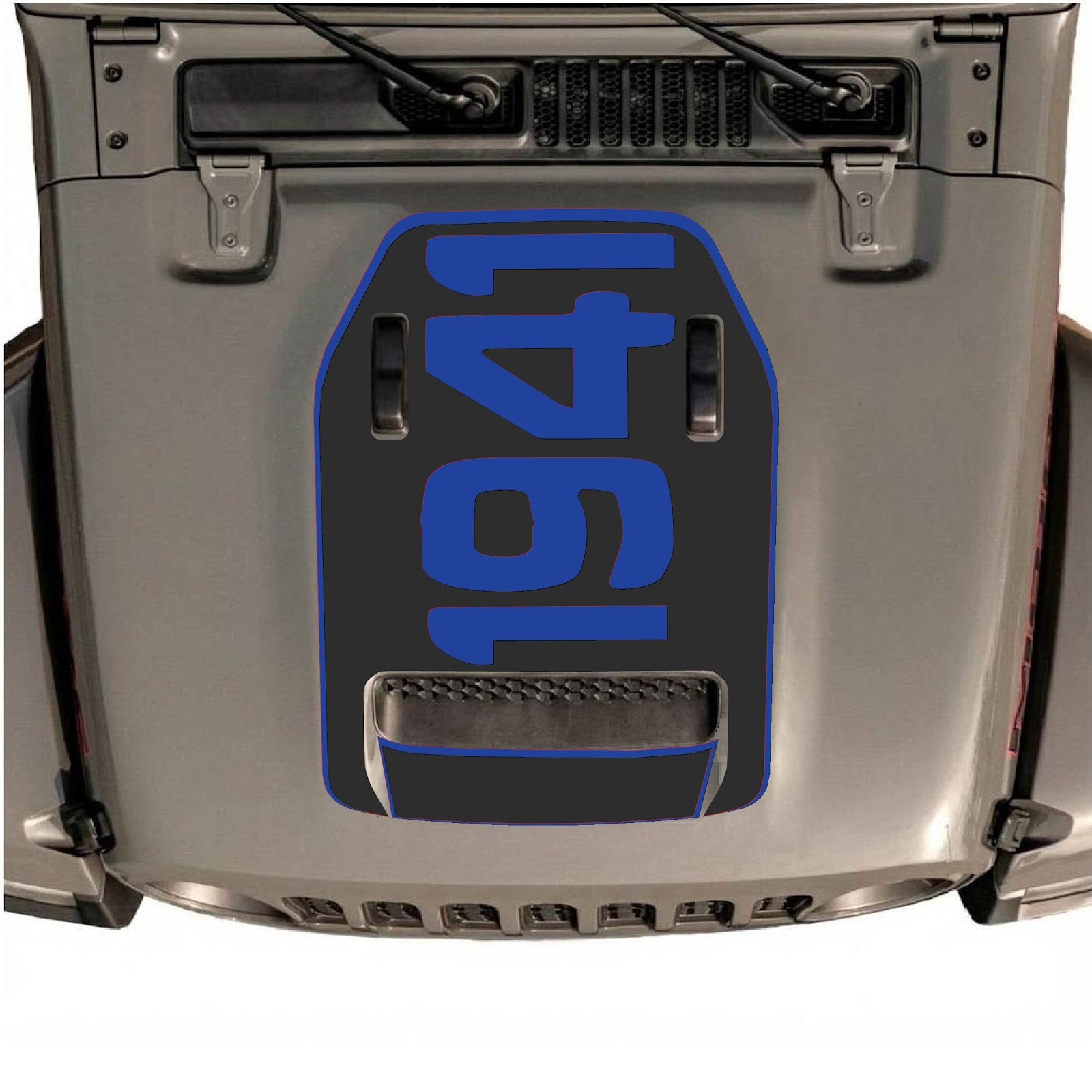 CarCode Jeep Wrangler JL/JLU Rubicon 392 and Gladiator Mojave hood decal in style #01, featuring bold black design on vehicle hood.