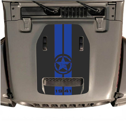 Autocollant de capot CarCode pour Jeep Wrangler JL/JLU Rubicon 392 et JT Gladiator Mojave 2020-2026, style n°06, posé sur le capot du véhicule