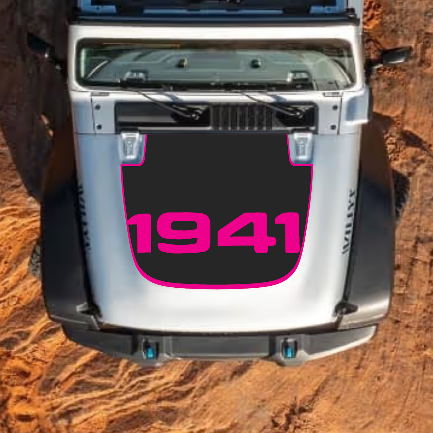 CarCode hood decal for Jeep Wrangler JL JLU and Gladiator JT, stylish standard hood decal in black with #55 design.