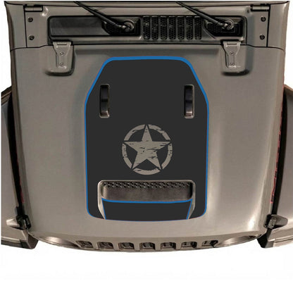 CarCode hood decal for Jeep Wrangler JL/JLU Rubicon 392 and JT Gladiator Mojave, style #91, black graphic on vehicle hood