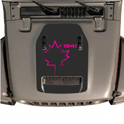 Jeep Wrangler JL/JLU Rubicon 392 and JT Gladiator Mojave hood decal by CarCode, style #22, black graphic on vehicle hood