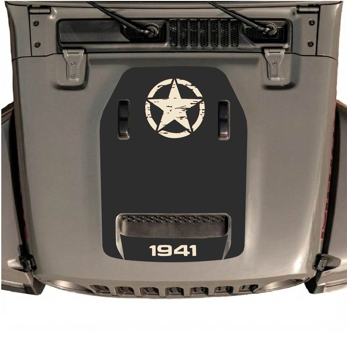 Autocollant de capot CarCode pour Jeep Wrangler JL/JLU Rubicon 392 et Gladiator Mojave 2020-2026, design élégant sur le capot du véhicule.