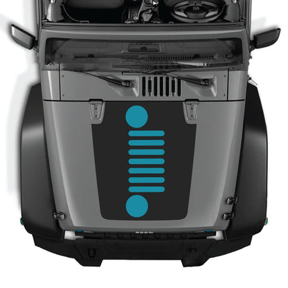 CarCode Jeep Wrangler JK/JKU hood decal, Style #51, black and white graphic design on the vehicle's hood.