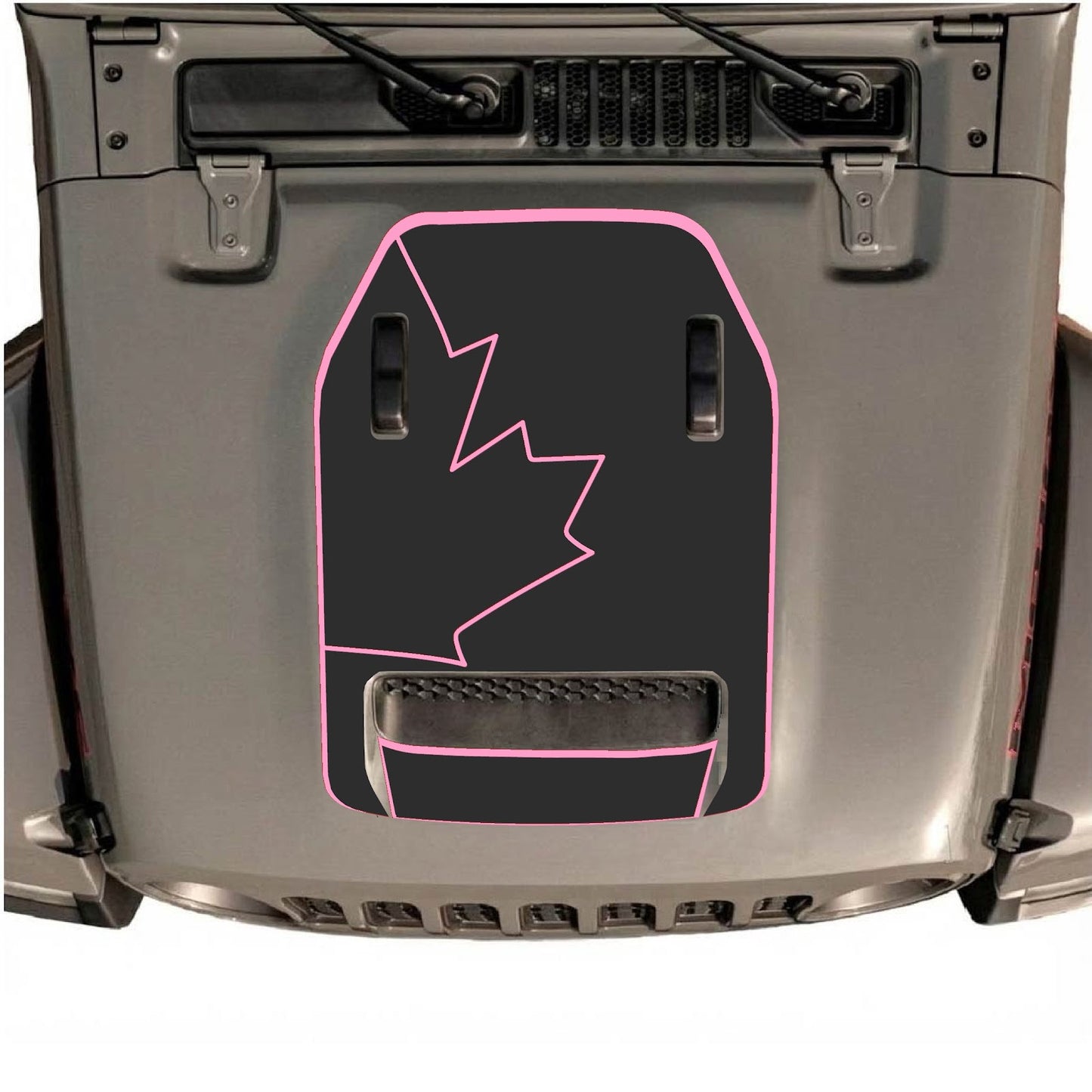 CarCode Jeep Wrangler JL/JLU Rubicon 392 and JT Gladiator Mojave hood decal in style #27, featuring bold black graphic design.