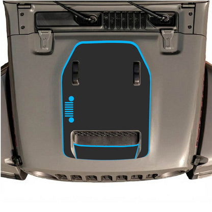 CarCode hood decal for Jeep Wrangler JL/JLU Rubicon 392 and JT Gladiator Mojave 2020-2026, style #53, shown on vehicle hood.