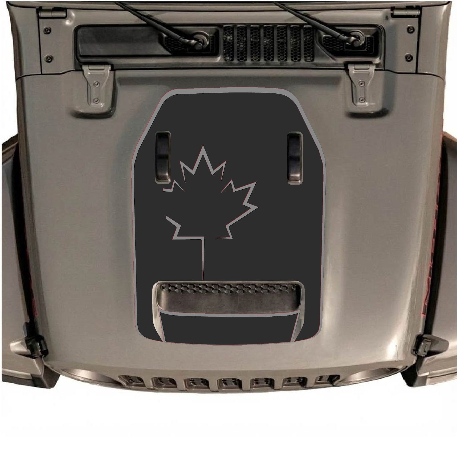 CarCode hood decal for Jeep Wrangler JL/JLU Rubicon 392 and JT Gladiator Mojave 2020-2026, style #23, black graphic design.