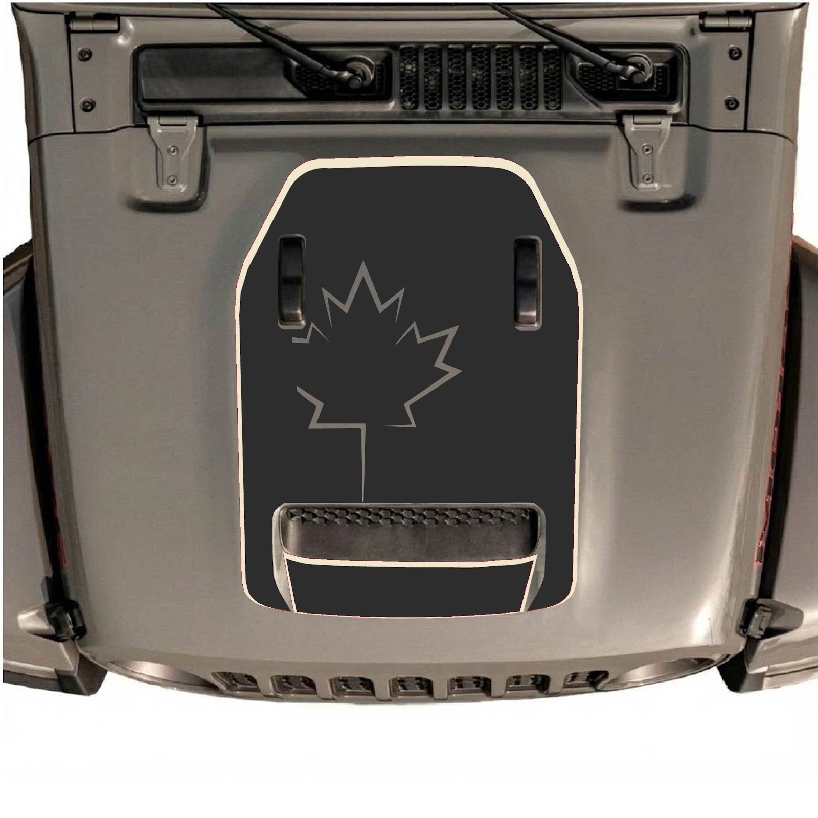 Jeep Wrangler JL/JLU Rubicon 392 and Gladiator Mojave hood decal by CarCode, style #80, black decal on vehicle hood