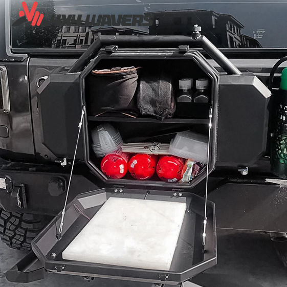 4x4wavers Tailgate Multifunction Box - Rear Multifunctional Storage Box with Shovel - Unlimited Offroads Style - 4X4 WAVERS