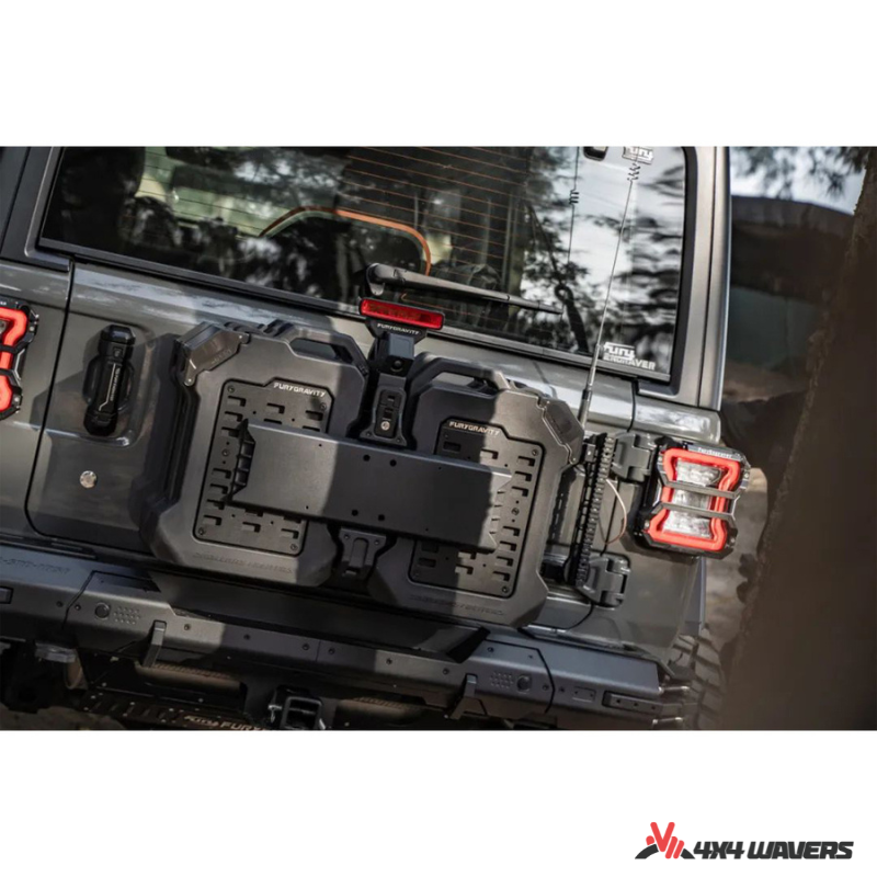 4x4wavers Fury Aluminum Multifunction Box - &nbsp;Tailgate Equipment Integrated Set - Rear Integrated Kit with 2 Gas Cans Tanks and storage with numeric locks - 4X4 WAVERS