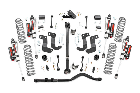Rough Country Vertex 3.5-inch lift kit for Jeep Wrangler Unlimited 2018-2023, featuring control arm drop and drive shaft components.
