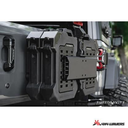 4x4wavers Fury Aluminum Multifunction Box - &nbsp;Tailgate Equipment Integrated Set - Rear Integrated Kit with 2 Gas Cans Tanks and storage with numeric locks - 4X4 WAVERS