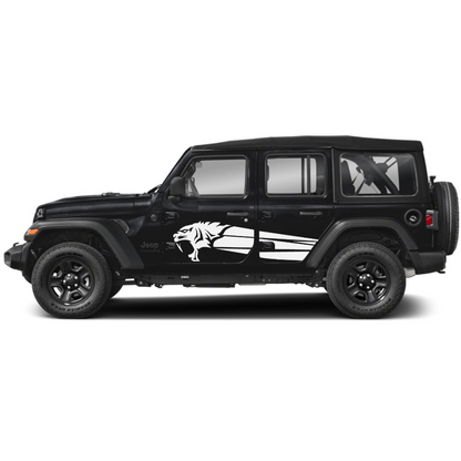 Ridge Wolf Side Decal Kit – Cut Avery Vinyl (Black/Grey/White/Red/Blue/Yellow) for Wrangler JL/JLU/JK/JKU/4xe & Gladiator JT – Pair, Pre-Masked