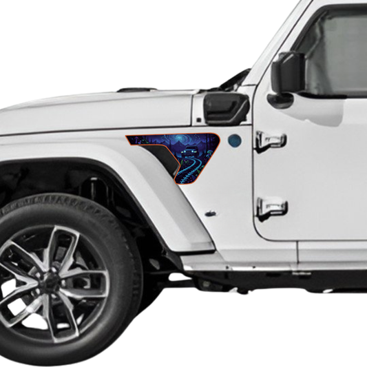 CARCODE Fender Insert Decal/Sticker - Night Roads Graphic Kit - For Jeep Wrangler/Gladiator JL/JLU/JT 2018+ - Premium Vinyl