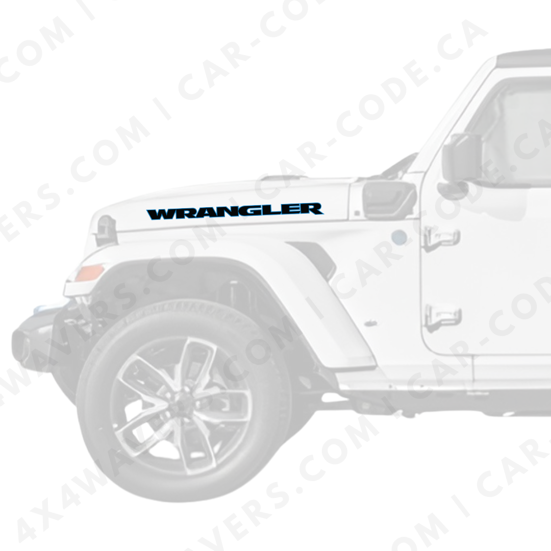 4x4wavers Decal Sticker Kit for WRANGLER Hood Sides – Vinyl Car Decals compatible with Jeep Wrangler Models – 2x Decals – Made in Canada - 4X4 WAVERS