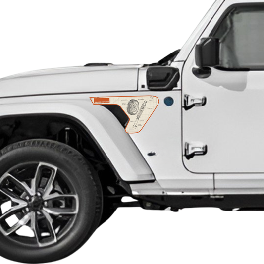 CARCODE Fender Insert Decal/Sticker - Diagram Graphic Kit - For Jeep Wrangler/Gladiator JL/JLU/JT 2018+ - Premium Vinyl