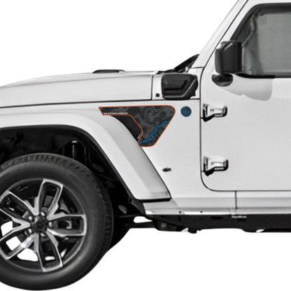 CARCODE Fender Insert Decal/Sticker - Topography River Graphic Kit - For Jeep Wrangler/Gladiator JL/JLU/JT 2018+ - Premium Vinyl