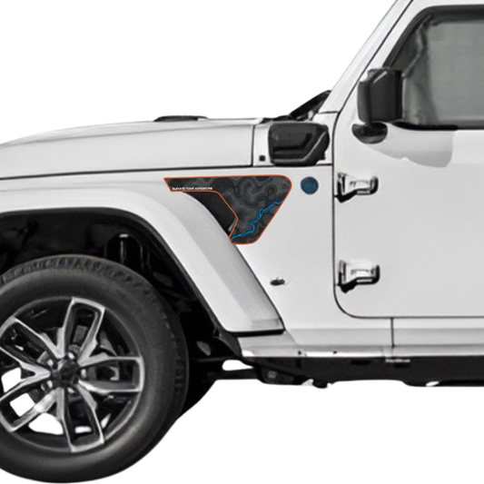 CARCODE Fender Insert Decal/Sticker - Topography River Graphic Kit - For Jeep Wrangler/Gladiator JL/JLU/JT 2018+ - Premium Vinyl