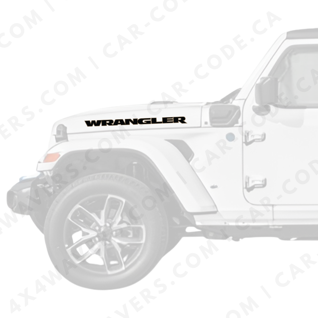 4x4wavers Decal Sticker Kit for WRANGLER Hood Sides – Vinyl Car Decals compatible with Jeep Wrangler Models – 2x Decals – Made in Canada - 4X4 WAVERS