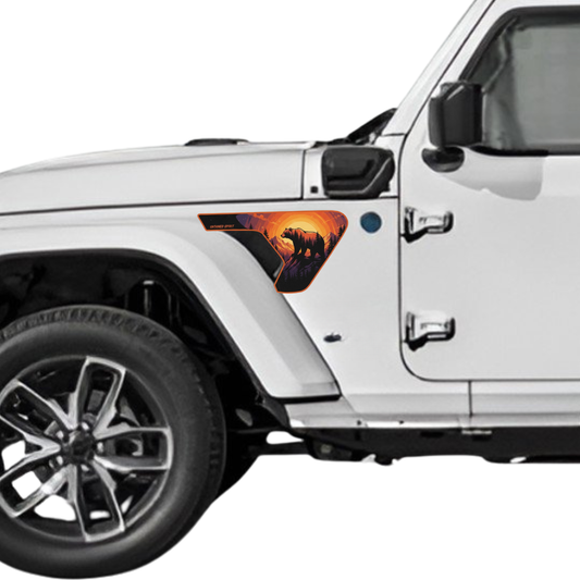CARCODE Fender Insert Decal/Sticker - Bear Graphic Kit - For Jeep Wrangler/Gladiator JL/JLU/JT 2018+ - Premium Vinyl