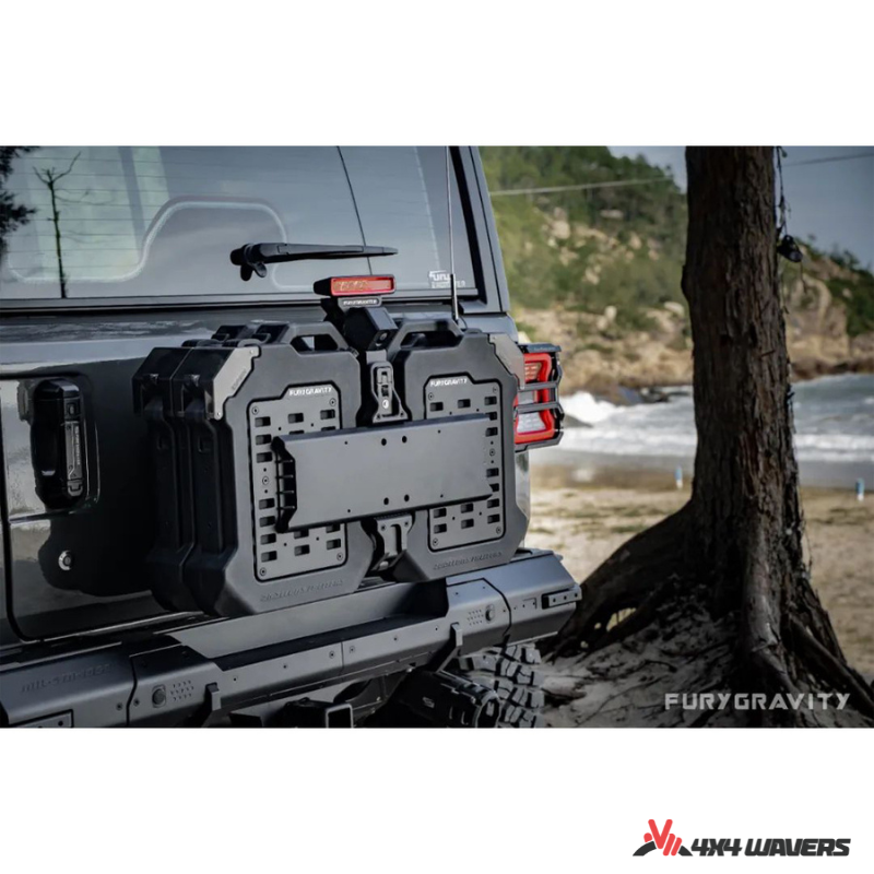 4x4wavers Fury Aluminum Multifunction Box - &nbsp;Tailgate Equipment Integrated Set - Rear Integrated Kit with 2 Gas Cans Tanks and storage with numeric locks - 4X4 WAVERS