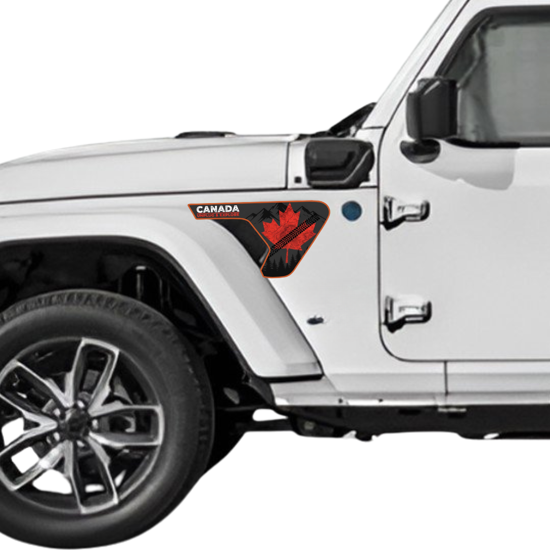 CARCODE Fender Insert Decal/Sticker - Truly Canadian Graphic Kit - For Jeep Wrangler/Gladiator JL/JLU/JT 2018+ - Premium Vinyl