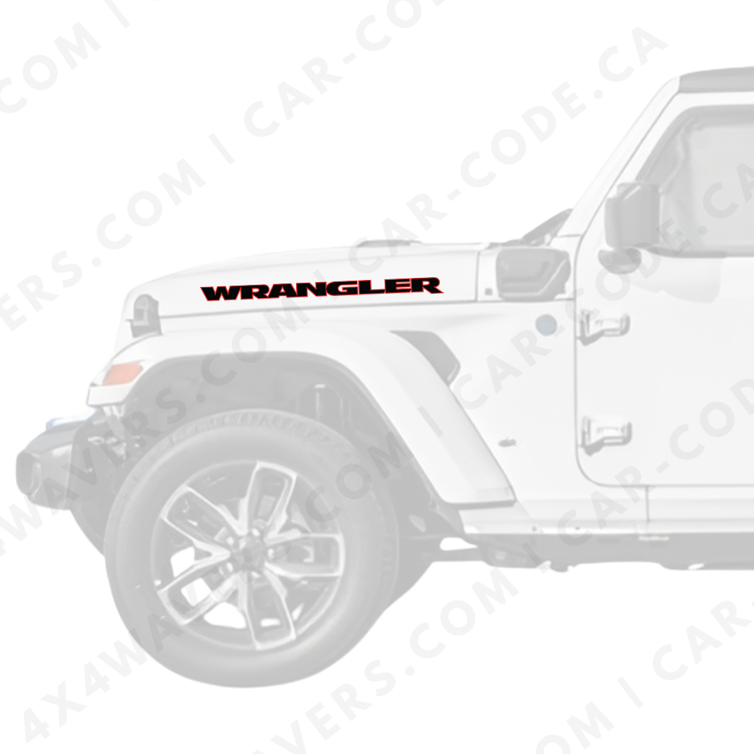 4x4wavers Decal Sticker Kit for WRANGLER Hood Sides – Vinyl Car Decals compatible with Jeep Wrangler Models – 2x Decals – Made in Canada - 4X4 WAVERS