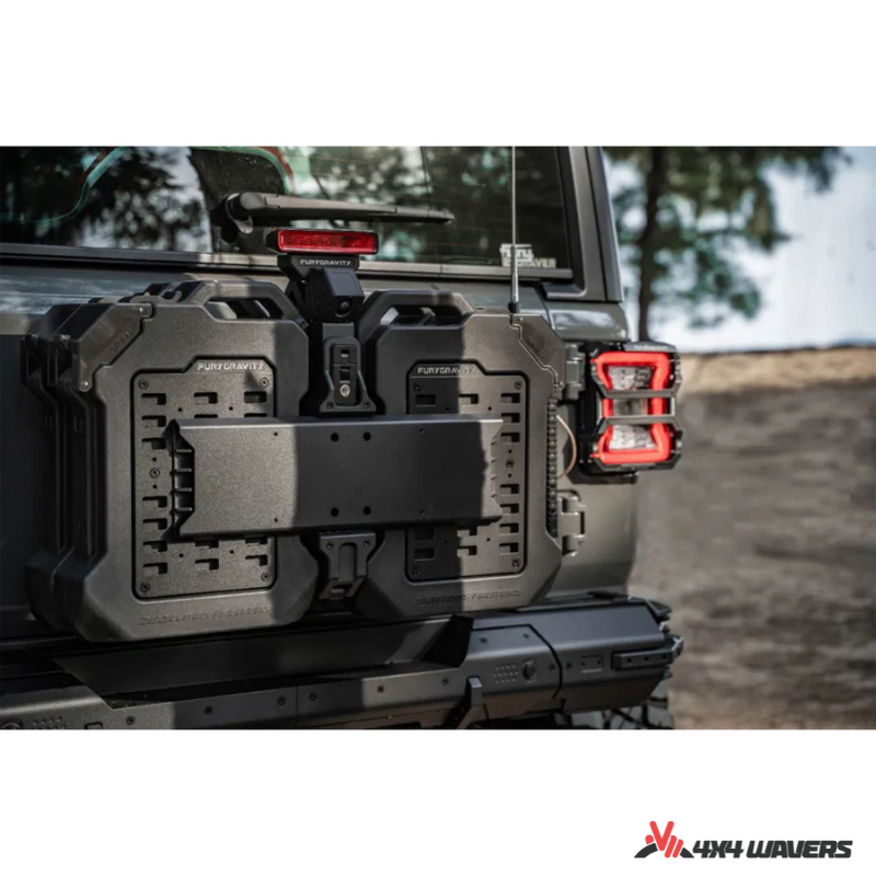 4x4wavers Fury Aluminum Multifunction Box - &nbsp;Tailgate Equipment Integrated Set - Rear Integrated Kit with 2 Gas Cans Tanks and storage with numeric locks - 4X4 WAVERS