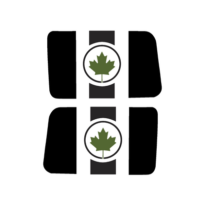 Rear Side Window Canada Flag – Circle Leaf (Cut Avery Vinyl) for Wrangler jl/jlu/jk/jku/4xe – HARDTOP ONLY (Pair)